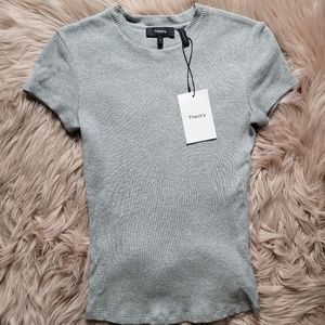 Theory  Melange Grey Compact Rib Top